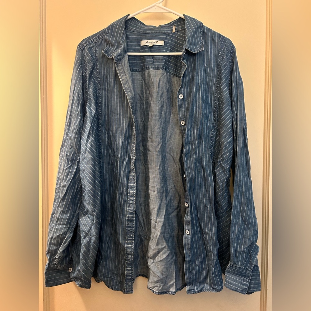 Foxcroft Blue Pinstripe Shirt Jacket